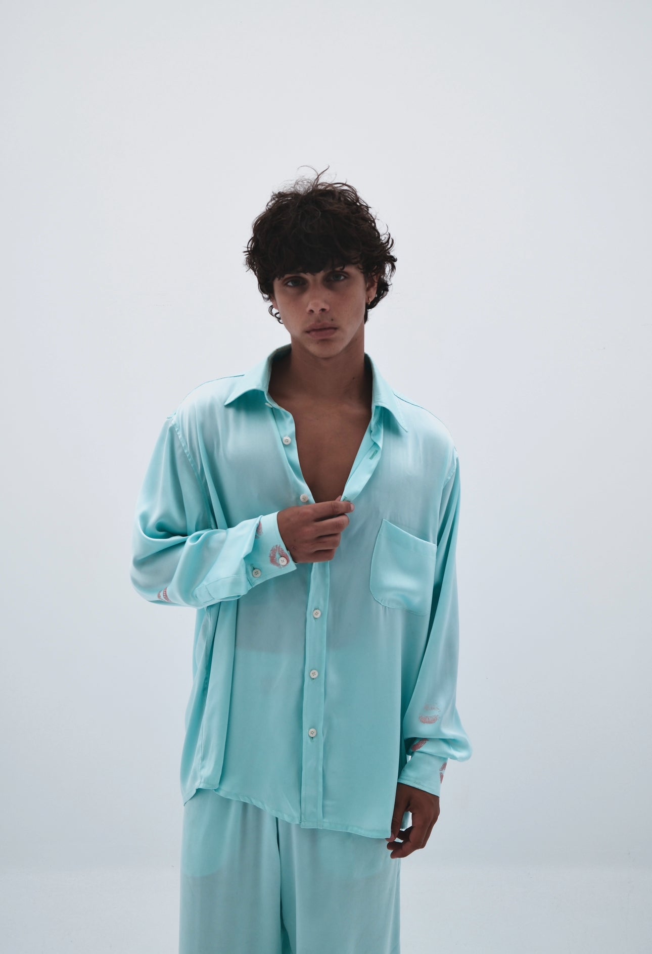 Chemise bisou turquoise
