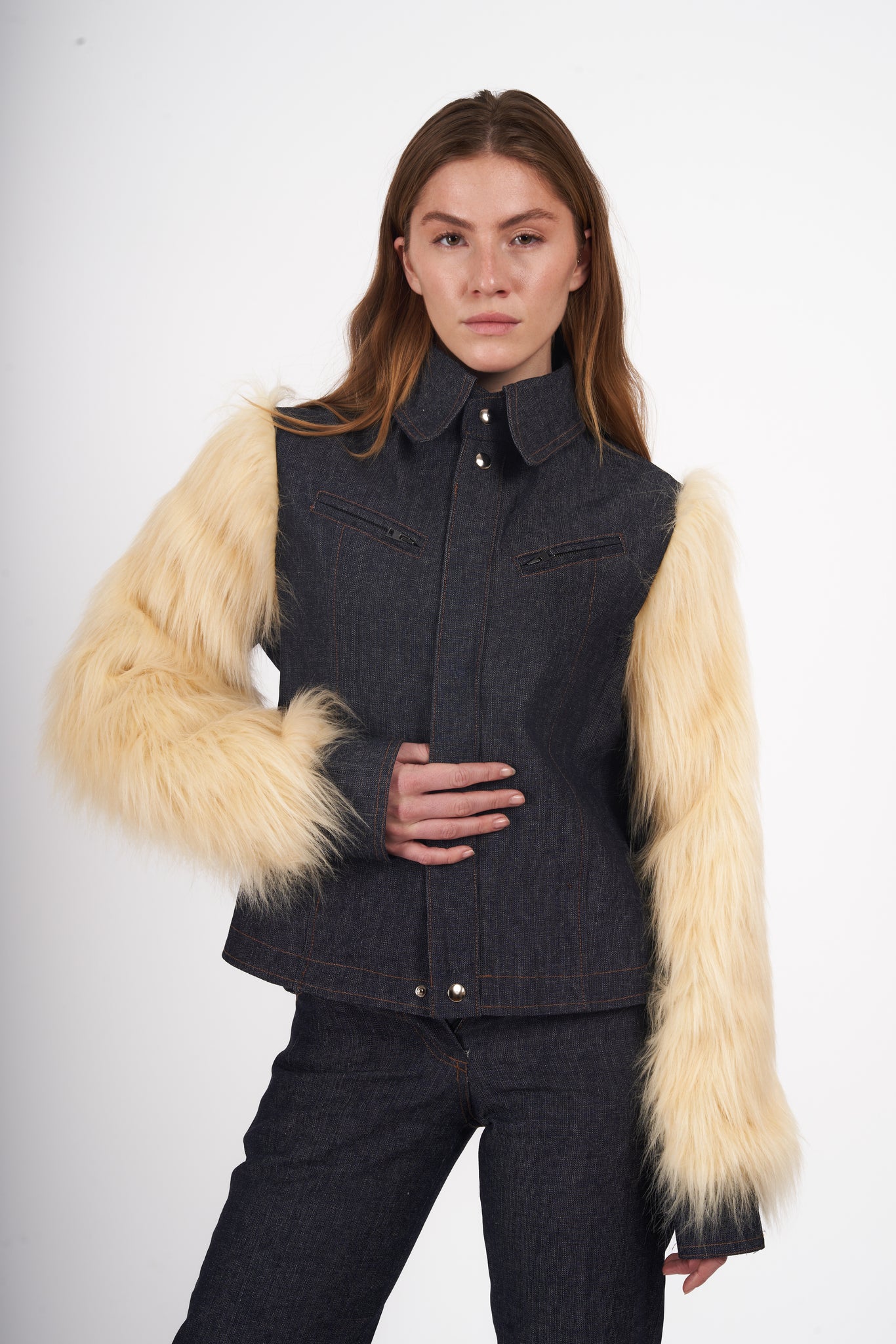 Veste Denim faux Fur