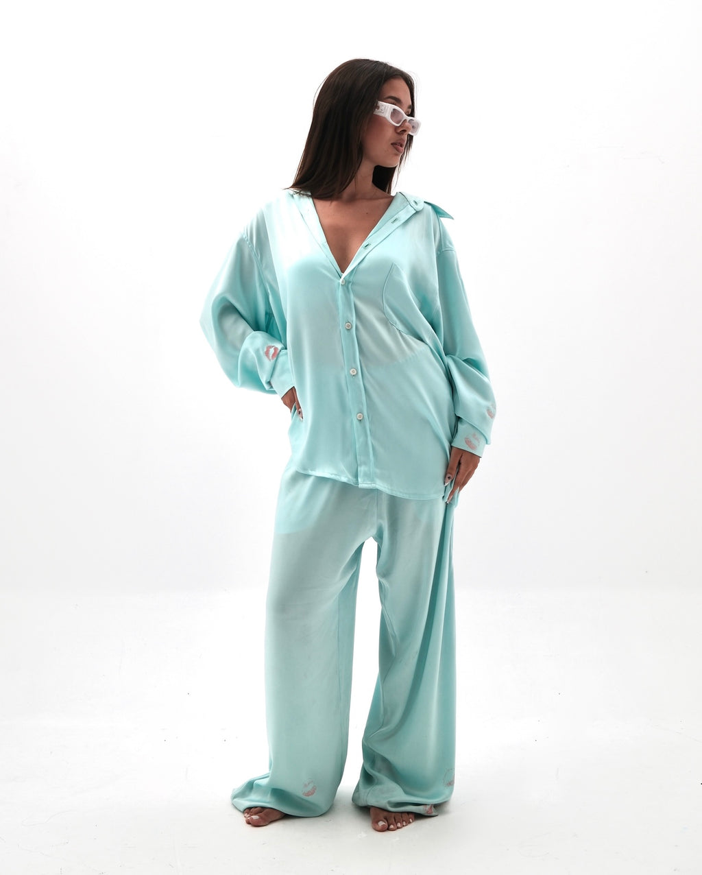 pantalon bisou turquoise