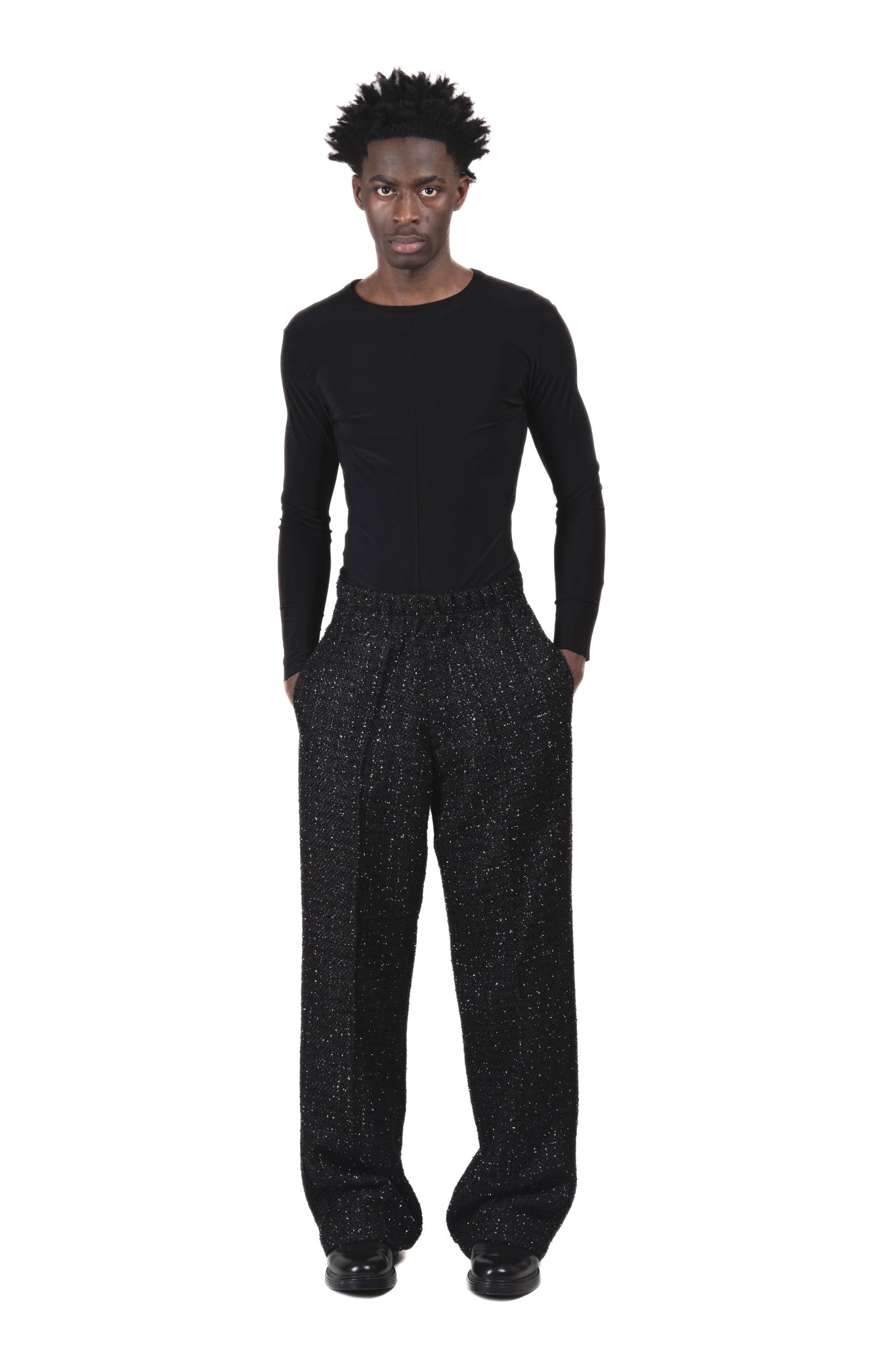 Pantalon en tweed noir