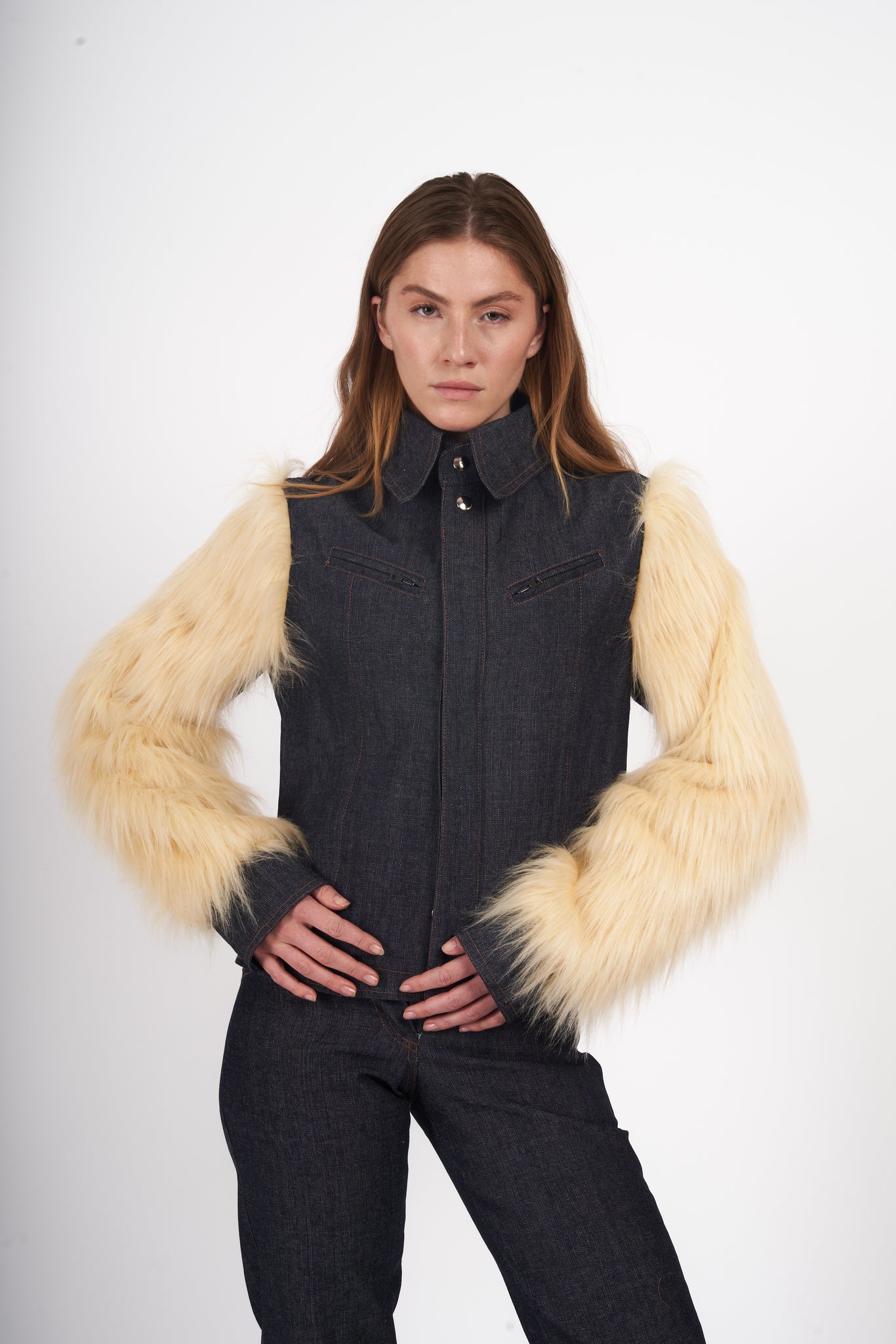 Veste Denim faux Fur