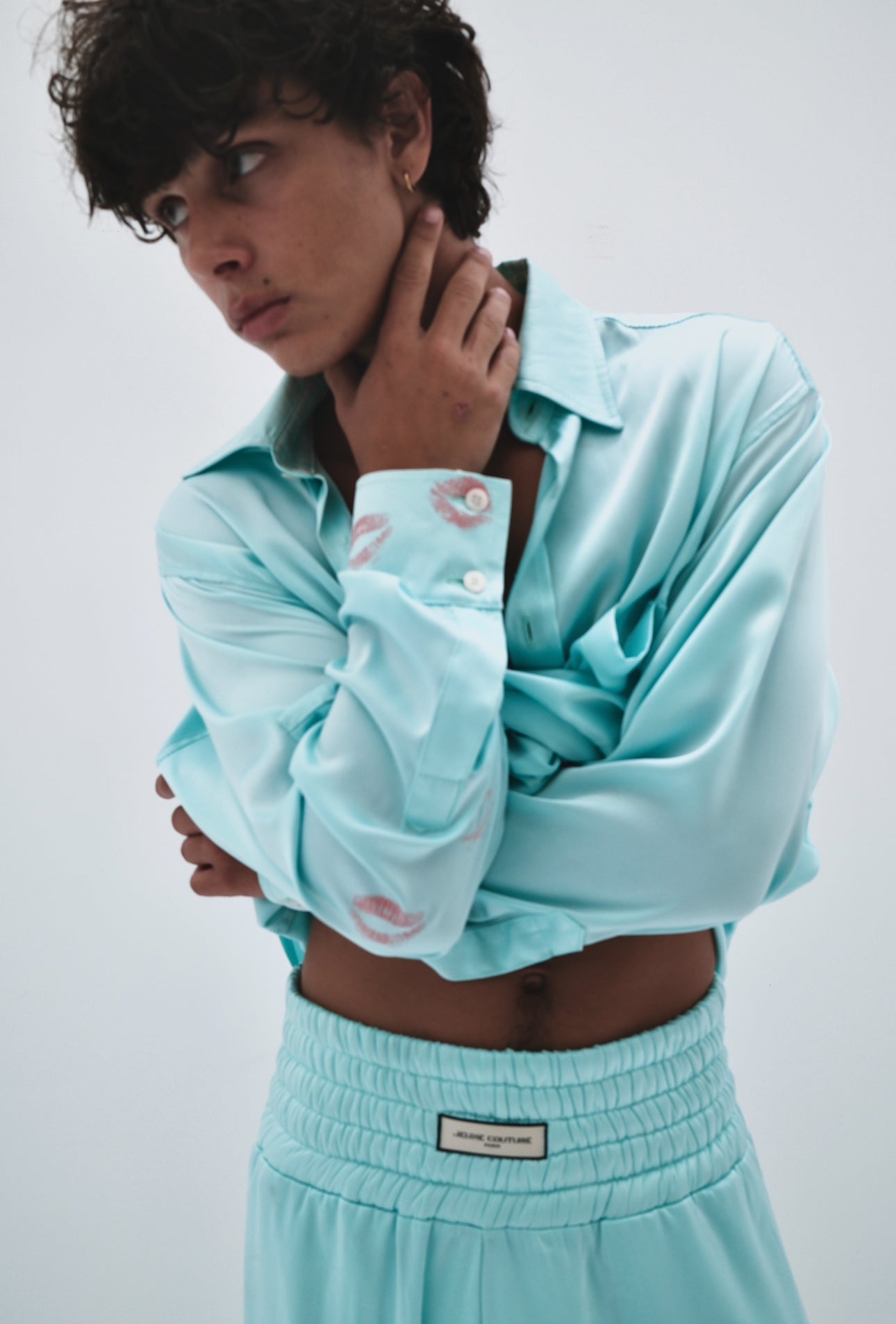 Chemise bisou turquoise