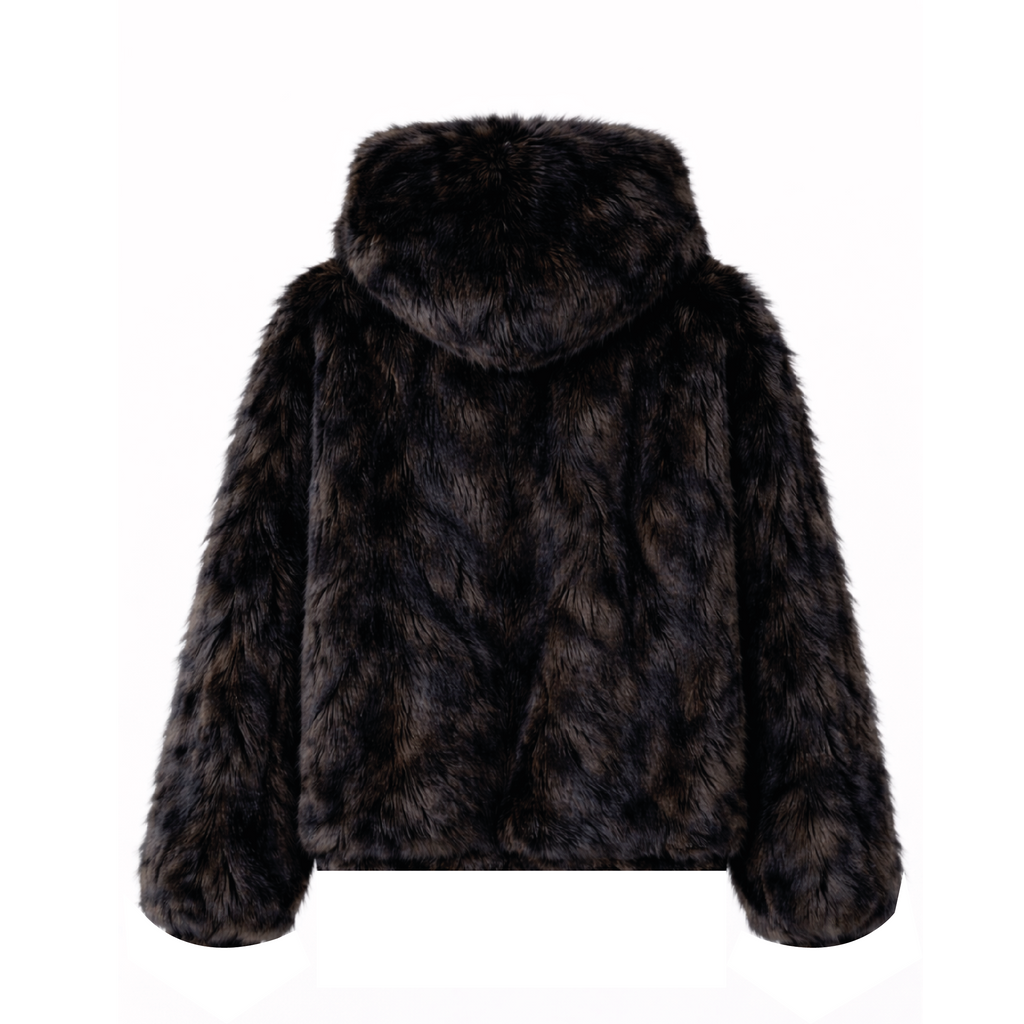 Hoodie fourrure vison brun